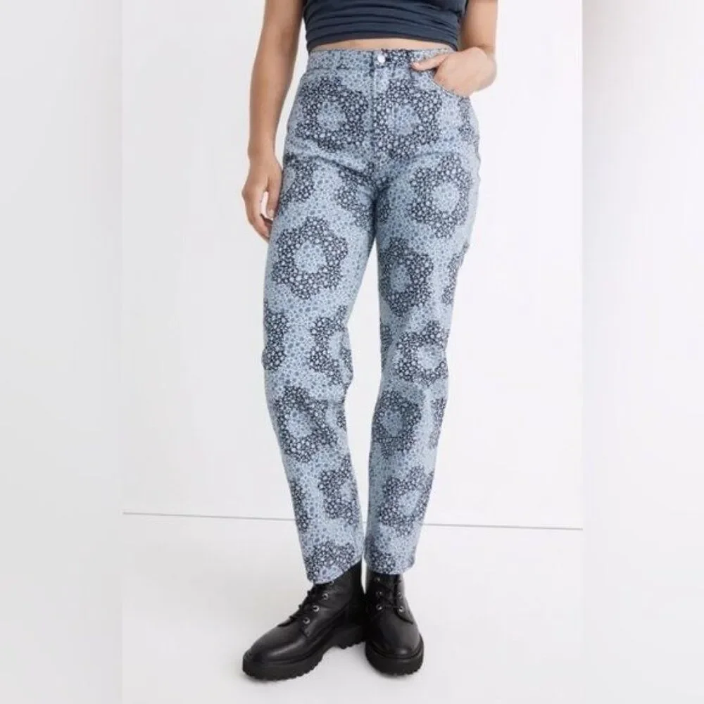 New MADEWELL Baggy Straight Jeans in Quilted Floral in Classic Indigo Size 30